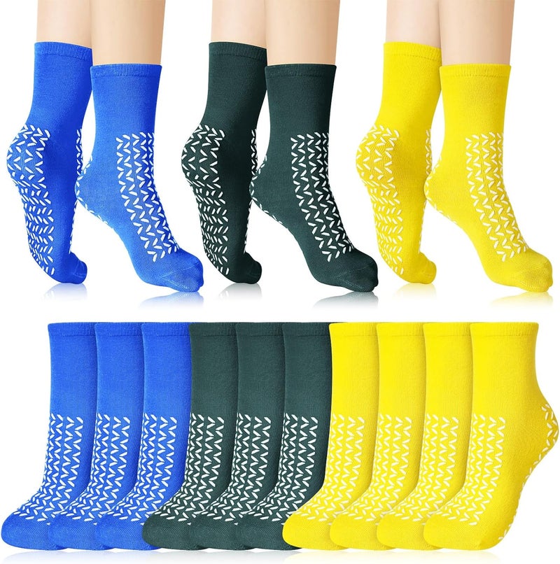 Toulite 10 Pairs Hospital Socks with Grips for Women Men Double Sided Non Slip Slipper Socks Fall Prevention for Elderly - Image 1